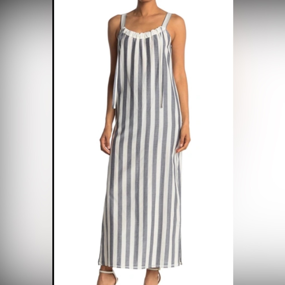 Baldwin Jayden Sleeveless Stripe Maxi Dress in Gray and White